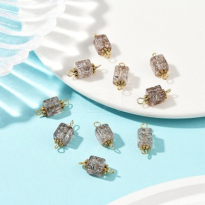 10Pcs Crackle Glass Cube Connector Charms PALLOY-JF03962-1