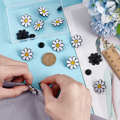 12Pcs White Daisy Enamel Pins JEWB-PH0001-49B-1
