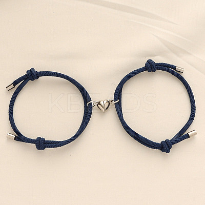 Alloy Heart-shaped Magnetic Braided Rope Bracelets for Couple Girlfriends WG59636-04-1