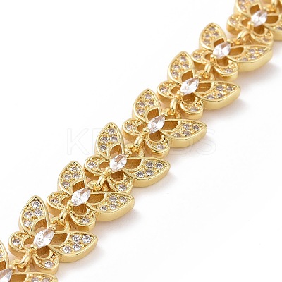 Clear Cubic Zirconia Butterfly Link Chain Bracelet BJEW-B068-05-1