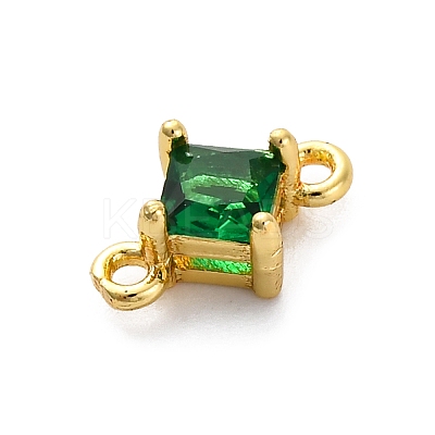 Brass Cubic Zirconia Rhombus Connector Charms KK-F894-12G-02-1