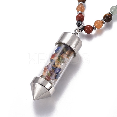 Natural Mixed Stone Pendant Necklace NJEW-I109-A05-1