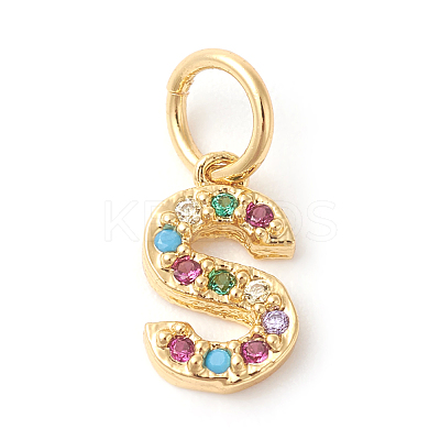 Brass Micro Pave Colorful Cubic Zirconia Charms ZIRC-F092-01-S-1