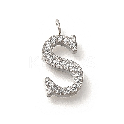 304 Stainless Steel Micro Pave Cubic Zirconia Pendants STAS-H228-06P-S-1