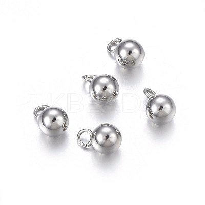 Tarnish Resistant 304 Stainless Steel Sphere Charms STAS-O107-04P-A-1
