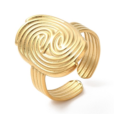 Ion Plating(IP) 304 Stainless Steel Vortex Open Cuff Ring for Women RJEW-M149-17G-1