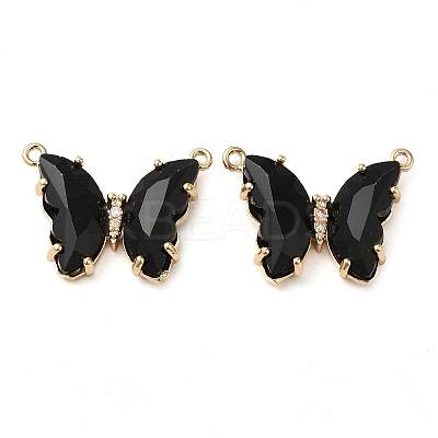 Brass Pave Faceted Glass Connector Charms FIND-Z020-03-1