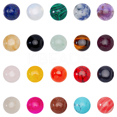 40Pcs 20 Styles Natural & Synthetic Mixed Gemstone Cabochons G-FH0001-90-1