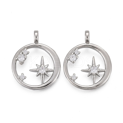 Brass Micro Pave Clear Cubic Zirconia Pendants KK-F821-18P-1