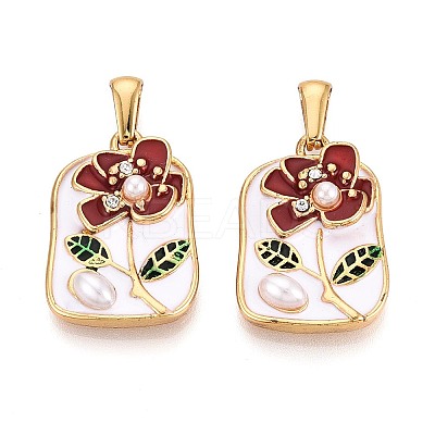 304 Stainless Steel Rhinestone & Enamel & ABS Imitation Pearl Pendants STAS-T072-86A-G-1
