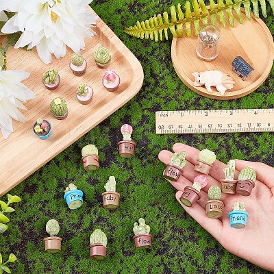 21Pcs 7 Style Resin Mini Cactus Bonsai Display Decorations AJEW-CP0005-41-1