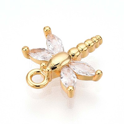 Brass Micro Pave Cubic Zirconia Charms KK-N261-10G-1