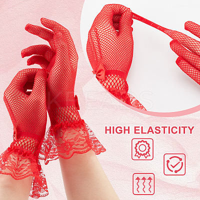 3 Pairs 3 Color Flower Pattern Lace Gloves AJEW-GA0006-17-1