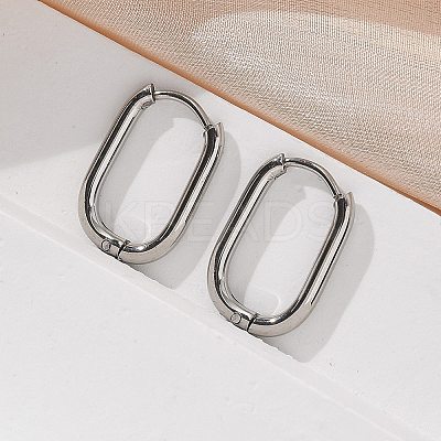 Non-Tarnish 304 Stainless Steel Oval Hoop Earrings X-EJEW-M218-02A-P-1
