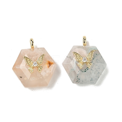 Natural Mixed Gemstone Faceted Pendants G-P585-01G-1