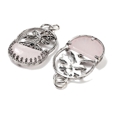 Natural Rose Quartz Bag Pendants G-Q163-06AS-05-1