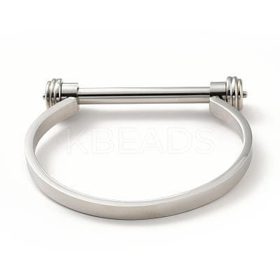 Non-Tarnish 304 Stainless Steel D Shape Bar Screw Bangle BJEW-G636-04A-P-1