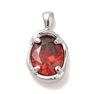 Platinum Brass Micro Pave Cubic Zirconia Pendants KK-U031-02P-02-1