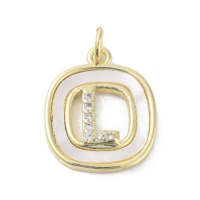 Rack Plating Brass Micro Pave Clear Cubic Zirconia Pendants KK-E102-33G-L-1
