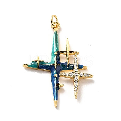 Rack Plating Brass Micro Pave Cubic Zirconia Pendants X-KK-M230-25G-1