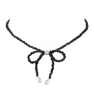 Bowknot 304 Stainless Steel Necklaces NJEW-JN04670-1
