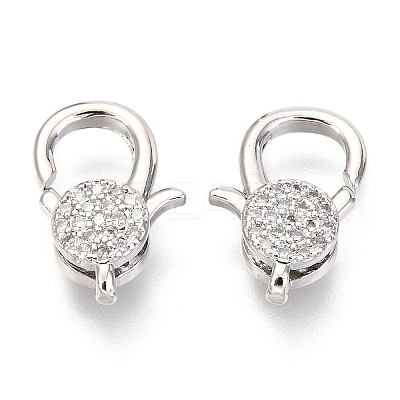 Brass Micro Pave Cubic Zirconia Lobster Claw Clasps X-ZIRC-O038-23P-1