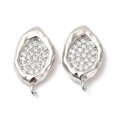 Brass Micro Pave Cubic Zirconia Stud Earring Findings KK-H440-03P-1