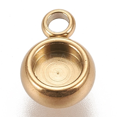 Ion Plating(IP) 304 Stainless Steel Pendant Cabochon Settings LS-X-STAS-K202-03A-G-1