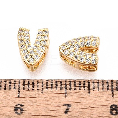 Brass Micro Pave Clear Cubic Zirconia Beads KK-T071-17G-V-1
