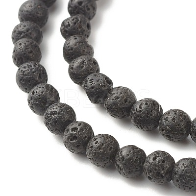 Natural Lava Rock & Cubic Zirconia Beaded Necklace NJEW-JN03760-1