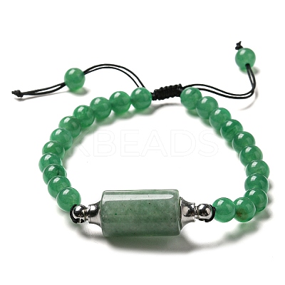Natural Mixed Stone Column Link Bracelet BJEW-G687-01A-1