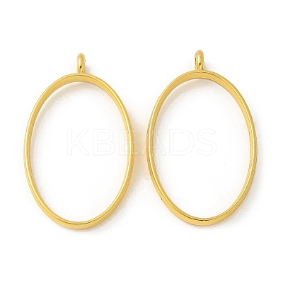 Rack Plating Alloy Oval Open Back Bezel Pendants PALLOY-S047-26E-FF-1
