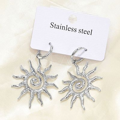 304 Stainless Steel Sun Hoop Earrings EJEW-M073-01P-1