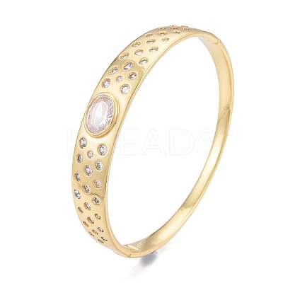 Cubic Zirconia Oval Hinged Bangle BJEW-G651-10G-04-1