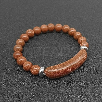 Synthetic Goldstone Bead Stretch Bracelets for Women Men MZ7269-09-1
