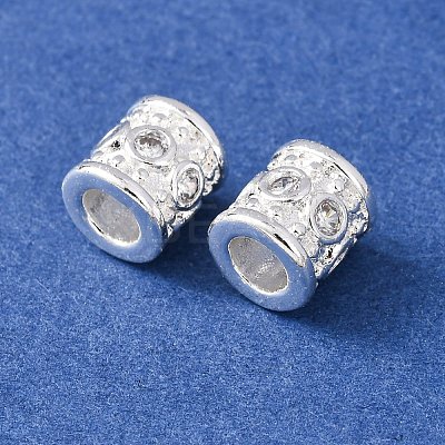 Brass Micro Pave Clear Cubic Zirconia European Beads KK-C157-28S-1