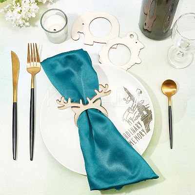 24 Pcs 6 Styles Wood Napkin Rings AJEW-GF0002-75-1