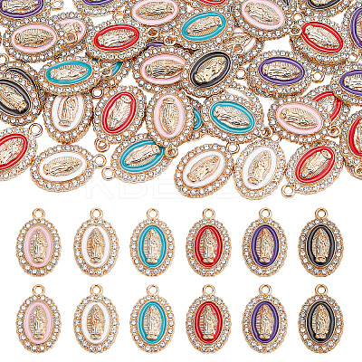 60Pcs 6 Colors Alloy Rhinestone Pendants RB-AR0003-13-1