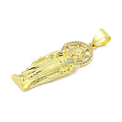 Rack Plating Brass Micro Pave Clear Cubic Zirconia Pendants KK-B091-21G-03-1