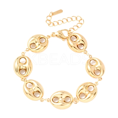 304 Stainless Steel Coffee Bean Link Chain Bracelets X-BJEW-D359-14B-G-1