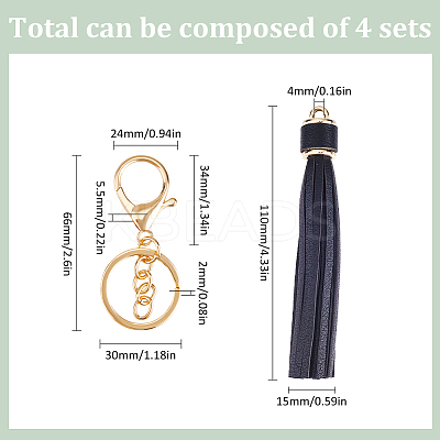 DIY PU Leather Tassels Keychain Kits DIY-SC0026-20B-1