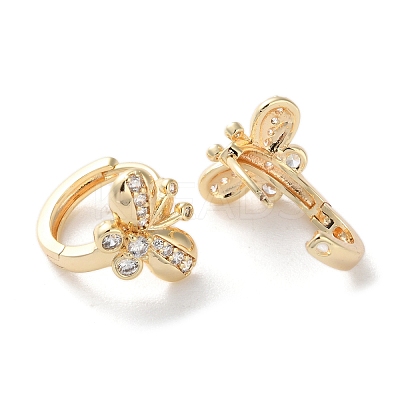 Brass Micro Pave Clear Cubic Zirconia Hoop Earrings EJEW-C121-15G-1