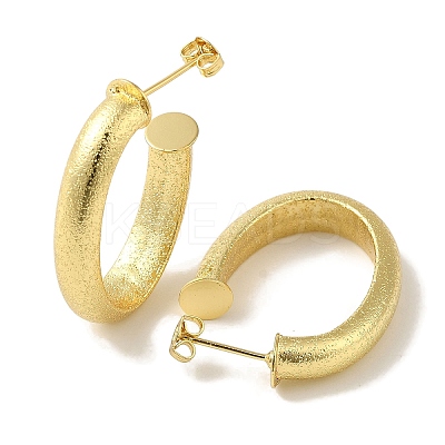 Rack Plating Texture Oval Brass Stud Earrings EJEW-P272-07G-1