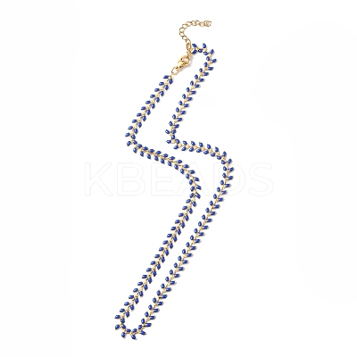 Enamel Ear of Wheat Link Chain Necklace NJEW-P220-02G-1
