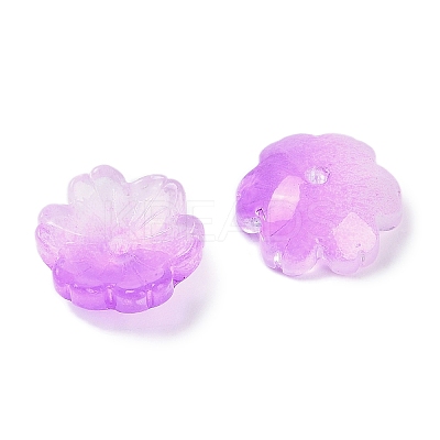 Transparent Spray Paint Glass Bead Caps GLAA-H035-04I-1