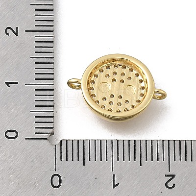 Brass Micro Pave Cubic Zirconia Flat Round Links Connector Charms KK-D431-081G-01-1
