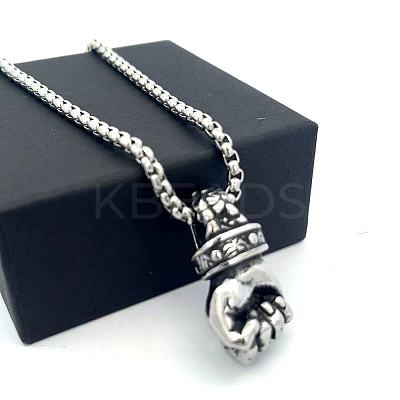 Minimalist Hip-Hop 304 Stainless Steel Fist Pendant Necklaces for Men ZI2468-1