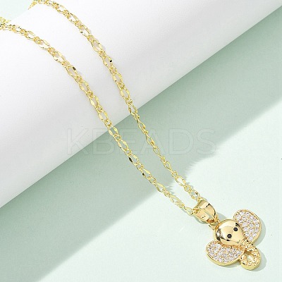 Brass Micro Pave Clear Cubic Zirconia Pendant Necklaces for Women LS-NJEW-M084-02G-02-1