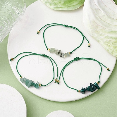 3Pcs 3 Styles Gemstone Braided Bead Bracelets BJEW-JB11146-04-1