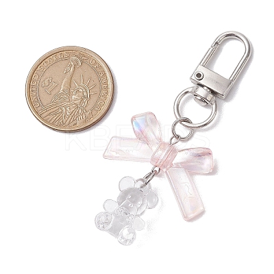 Acrylic Bowknot & Bear Pendant Decorations HJEW-JM02547-1